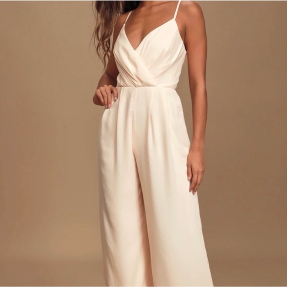Lulu's Call For Me Faux Wrap Jumpsuit Wide Leg - Picture 1 of 5